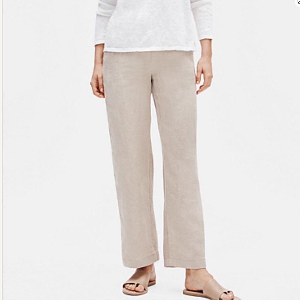 Eileen Fisher  Linen Blend Pants Wide Leg Trousers